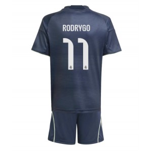 Fotbalové Dres Real Madrid Rodrygo Goes #11 Dětské Venkovní Oblečení 2025-26 Krátký Rukáv (+ trenýrky)